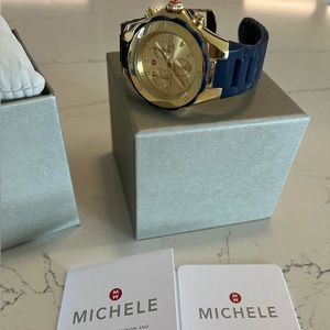 MICHELE Navy Tahitian with jelly bean watch band